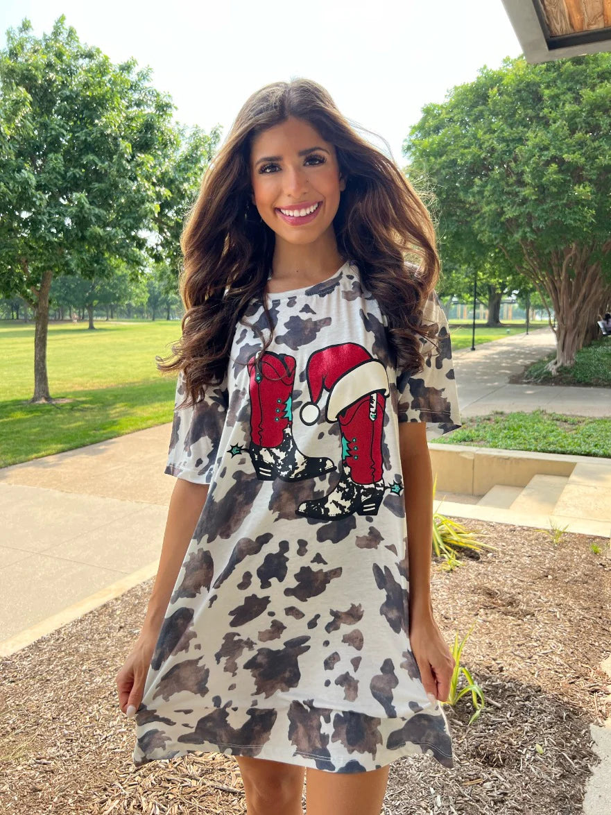 Cow print t shirt hot sale dress