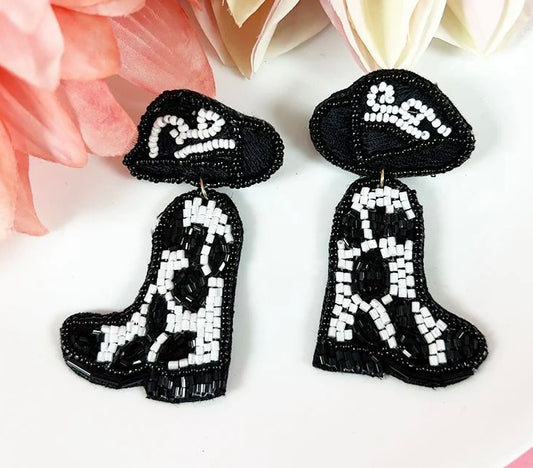 Giddy On Up Cow Beaded Earring